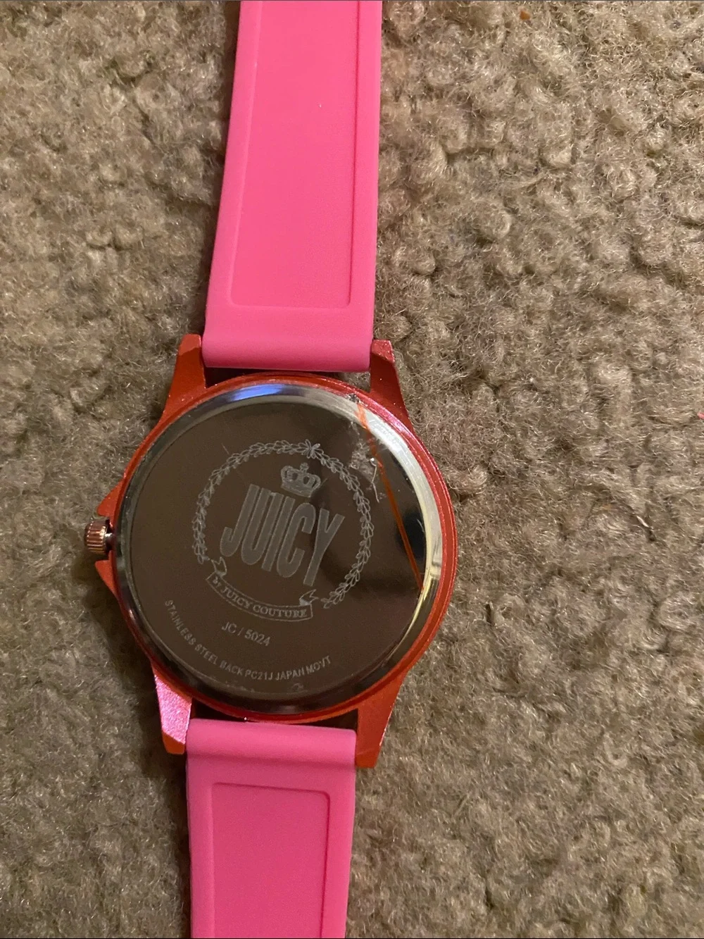 Juicy Couture Pink Silicone Crystal Accent Watch